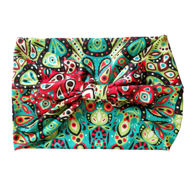 Bohemio europeo y americano anacardo yoga banda antitranspirante sudor-absorbente de algodón elástico deportes diadema de ala ancha impreso accesorios para el cabello