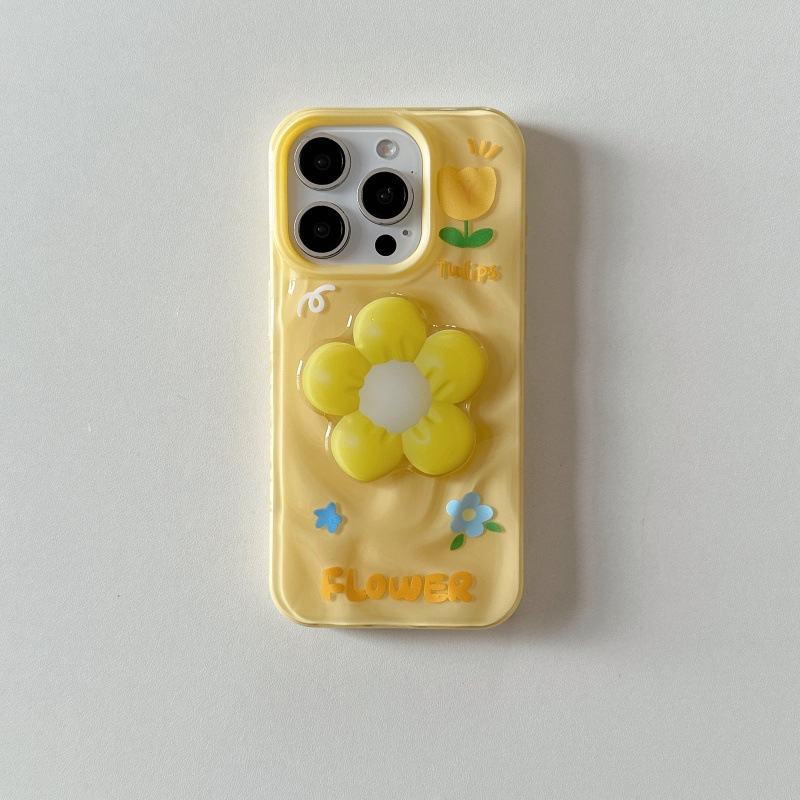 Nuevas flores tridimensionales plisadas ins para iPhone16ProMax Apple 14/15 funda para teléfono móvil 13 mujeres 15PM