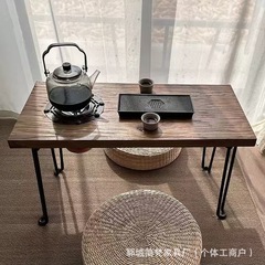 オールドニレティーテーブル、ストーブテーブル、長方形ティーテーブル、無垢材炭火テーブル、屋外折りたたみピクニック鍋テーブル
