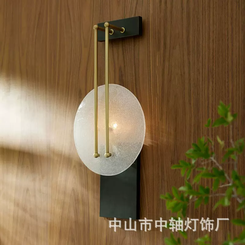 黑色加金色客厅背景墙装饰壁灯卧室床头壁灯圆形玻璃新款工厂直销