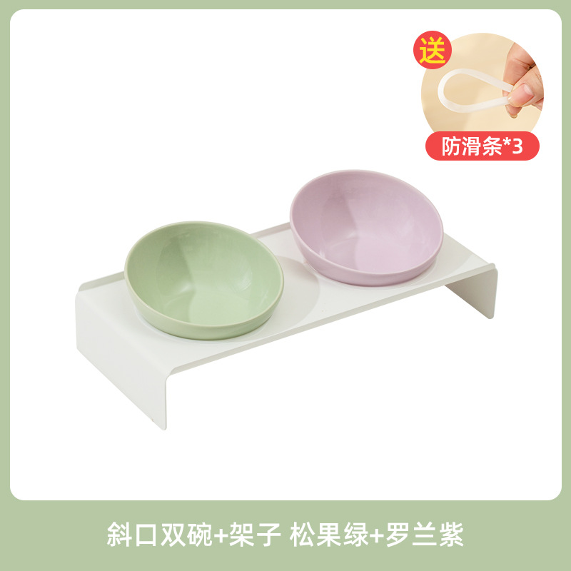 Tazón biselado de cerámica tazón de gato para mascotas tazón de gato tazón de perro tazón de bebida tazón de comida doble tazón antidetonantes protección del cuello