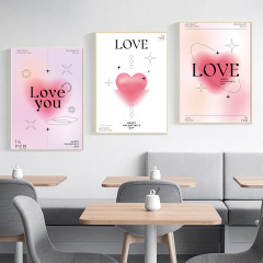 新款創意英文字母愛心簡約情人節客廳臥室背景牆帆布畫裝飾油布畫