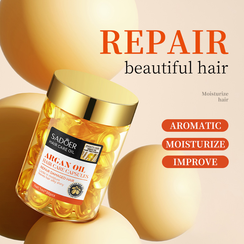 Full English SADOER Argan Hair Care Capsule Oil Repair Hair Frizz Essential Oil Cross-border Foreign Trade Wholesale