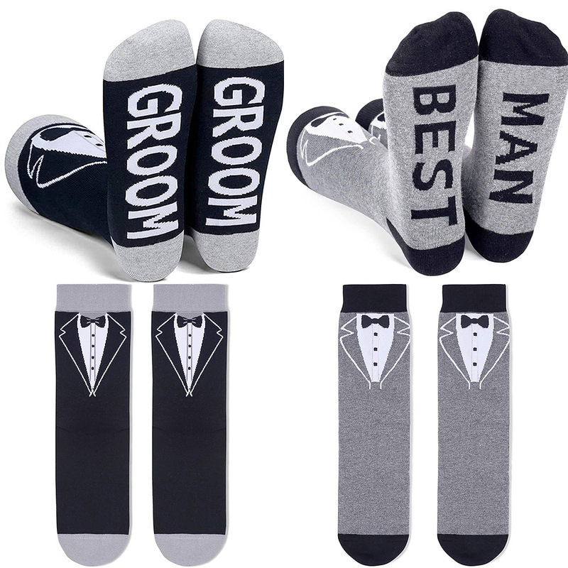 Foreign Trade Cross-Border North American Canadian Stockings Wedding Season Groom Bride Best Man Bridesmaid Dad Letter Socks