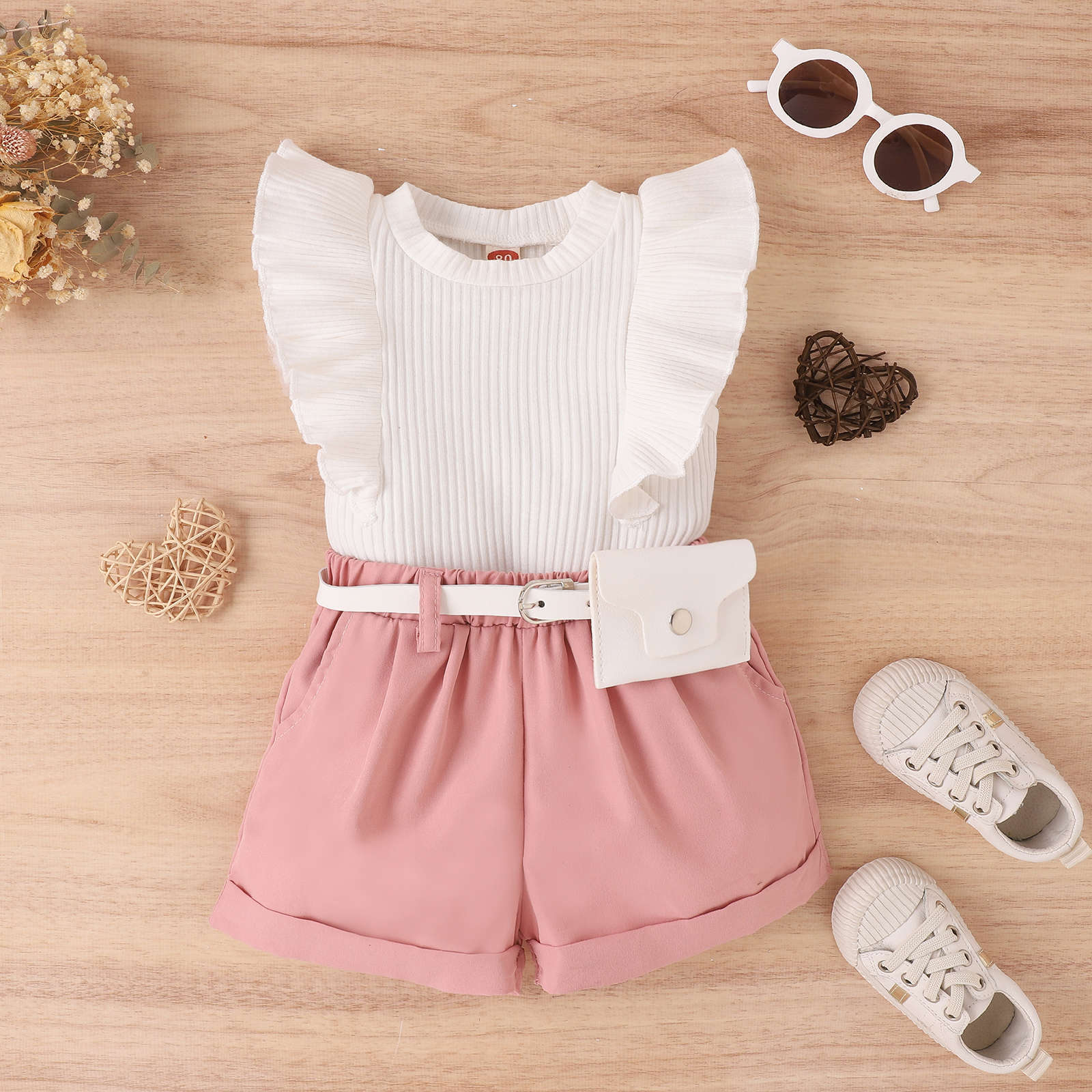 Solid Color Pattern Summer Season Girl'S Gender Fashion Style Fashion Solid Color Cotton Girls Clothing Sets
