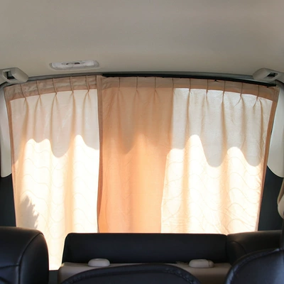 rail car sunshade curtain – Car curtains - beige-flat-cloth-rear-file