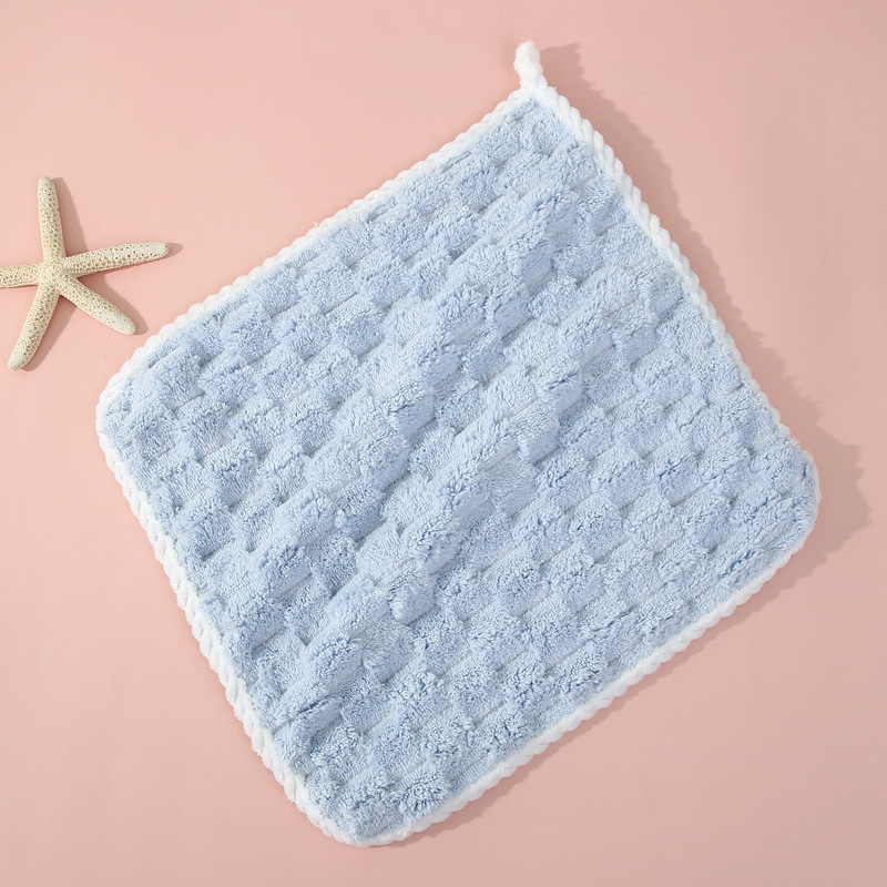 Nuevo poliéster brocado nubes toallas cuadradas bordes roscados absorción de agua lavar la cara pequeña toalla doméstica cocina baño toallas limpias