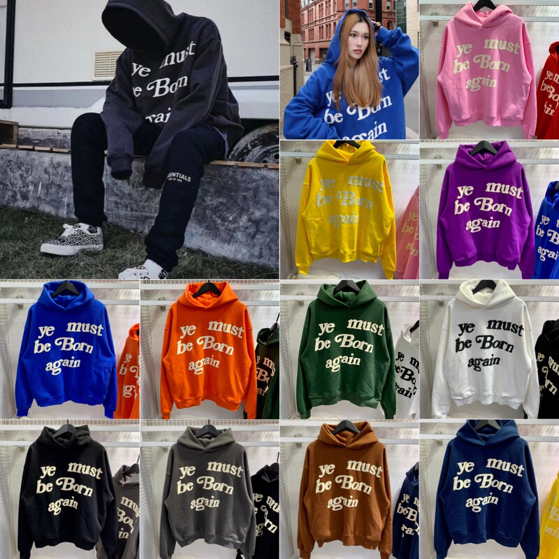 Kanye's Same Style Ye Must Be Born Again Reborn Pullover Fleece-Lined Hoodie Cpfm Trendy Brand Sweatshirt