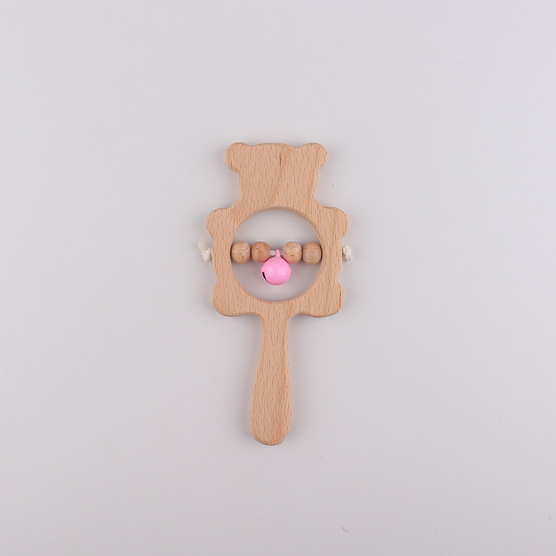 Bebé recién nacido beech animal oso campana calmar goma de plástico infantil puzzle manual agarrar juguete campana