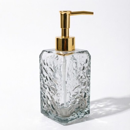 Cross-Border Glass Hand Sanitizer Dispenser Bottle 400ml Press-Type Shampoo Bottle High-Value Shower Gel Bottle Crystal White Material Cross-Border Glass Hand Sanitizer Dispenser Bottle 400ml Press-Type Shampoo Bottle High-Value Shower Gel Bottle Crystal White Material