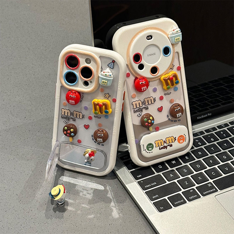 立体巧克力M豆支架适用苹果16手机壳iPhone15小米vivoppo华为p70|undefined
