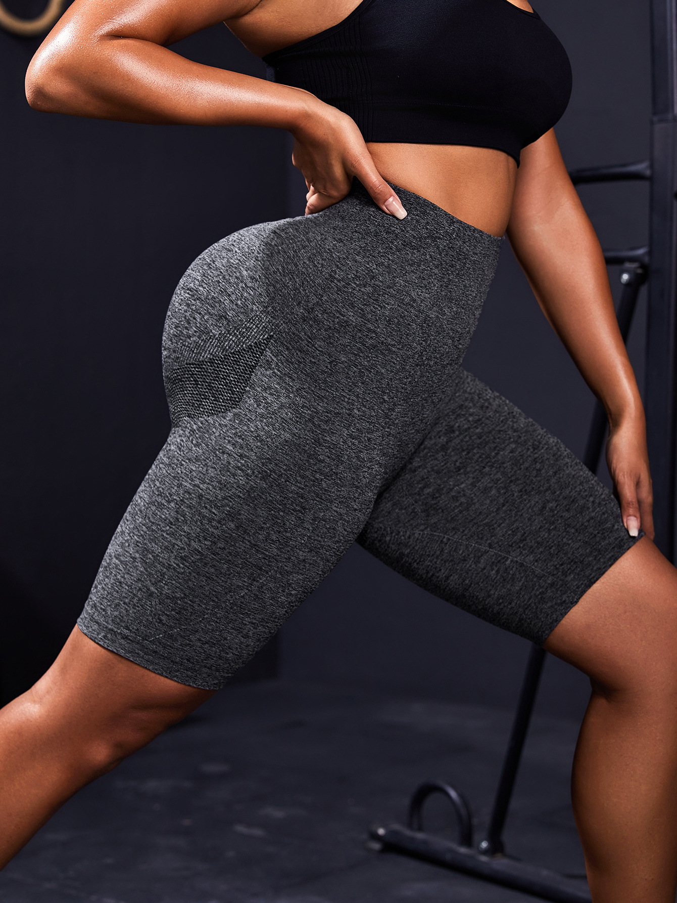 Women's Sports Yoga Seamless Tight Shorts - Grey 4