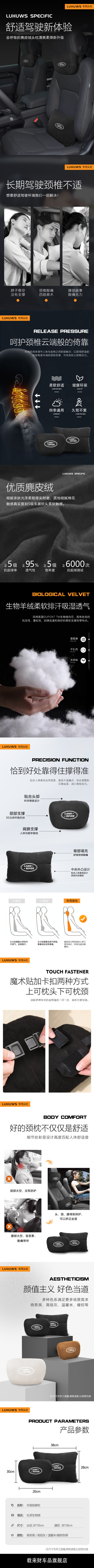 Suitable for Land Rover Defender 110 Car Headrest, Lumbar Support, Neck Pillow, Plumb Seat Pillow, Car Interior Decoration Supplies