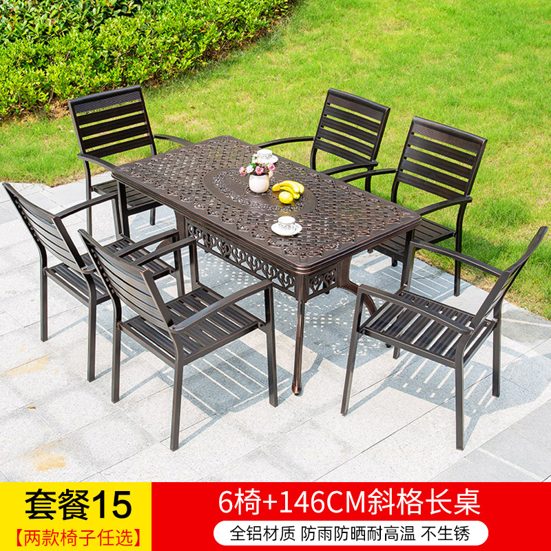 γαβγδεT15 패키지: 전체 알루미늄 의자 6개 + 경사진 긴 테이블 146개 γαβγδε