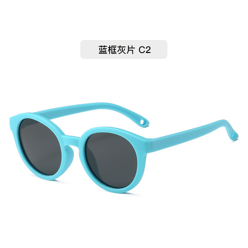 Modische weiche Silikon-Babysonnenbrillen 0-3 Jahre Kinder runde Sonnenbrille UV-Schutz Premium polarisiert hochauflösend