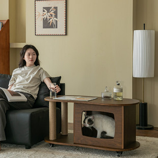 Pet-Friendly Coffee Table, Cat Bed, Sofa, Coffee Table, Shared Furniture for Humans and Cats, Side Table, Cart Furniture, Small Apartment Cat Side Table