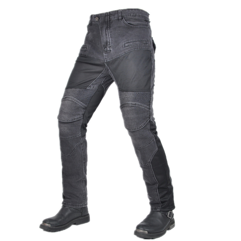 Jeans de motocicleta para hombres y mujeres verano malla transpirable locomotora elástica resistente al desgaste montar pantalones anticaídas protector de silicona