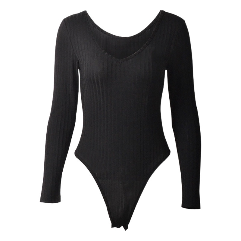 2023 primavera europea y americana AliExpress cuello en V manga larga pit Slim bottoming mono otoño e invierno nuevo en stock venta al por mayor