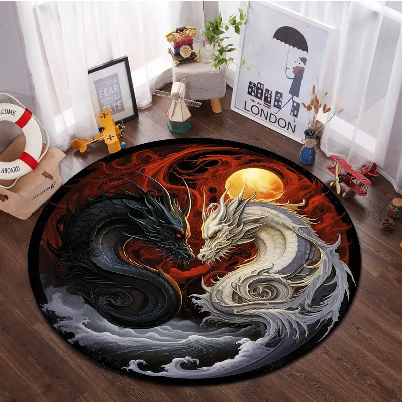 Cross-Border Dropshipping 3D Printed Round Home Living Room Easy To Clean And Dirt-Resistant Floor Mat For Bedroom_voghion.com