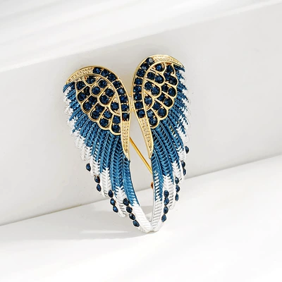 Personality and Temperament Angel Wings Brooch Women's South Korea Fashion All-match Enamel Pin Alloy Diamond Corsage Accessories (Yaxa sancaqları) - angel-wings-brooch