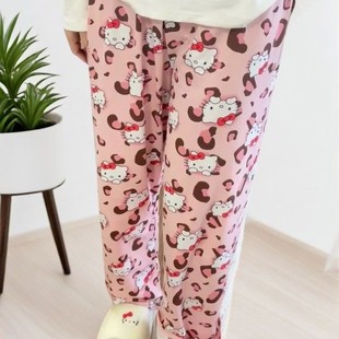Cross-border wholesale European size extended cartoon pajama pants women's spring and summer new air-conditioned room leisure loose walking pants outside wear