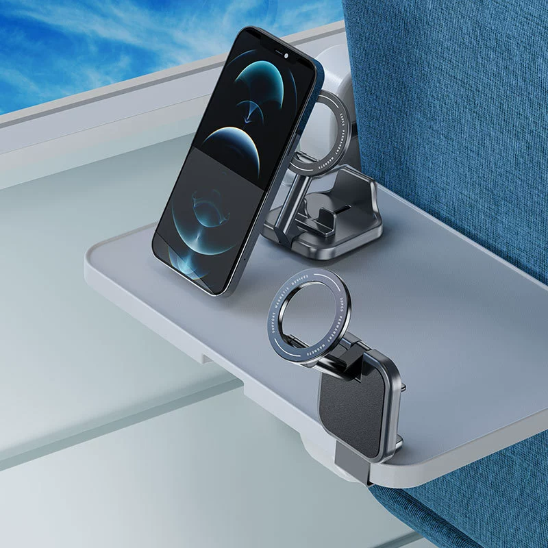 Магнитный всасывающий кронштейн для путешествий мобильного телефона складной плоский настольный кронштейн для самолета высокоскоростного рельса стола 360 градусов поворотный кронштейн