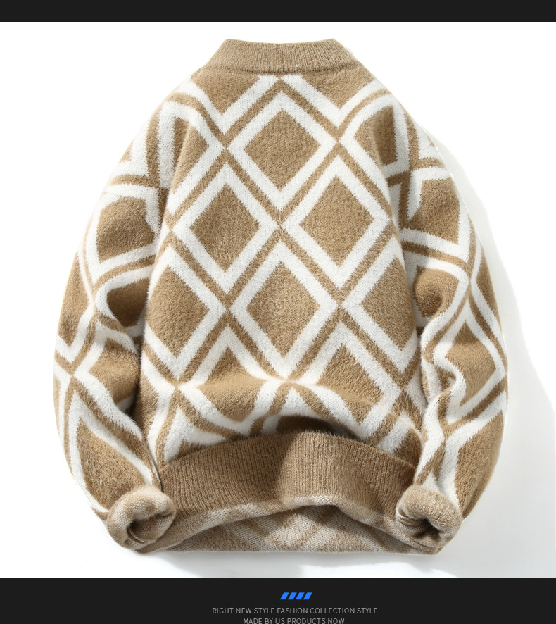 Men's Sweater Warm Knitted Pullover With Half High Collar_voghion.com