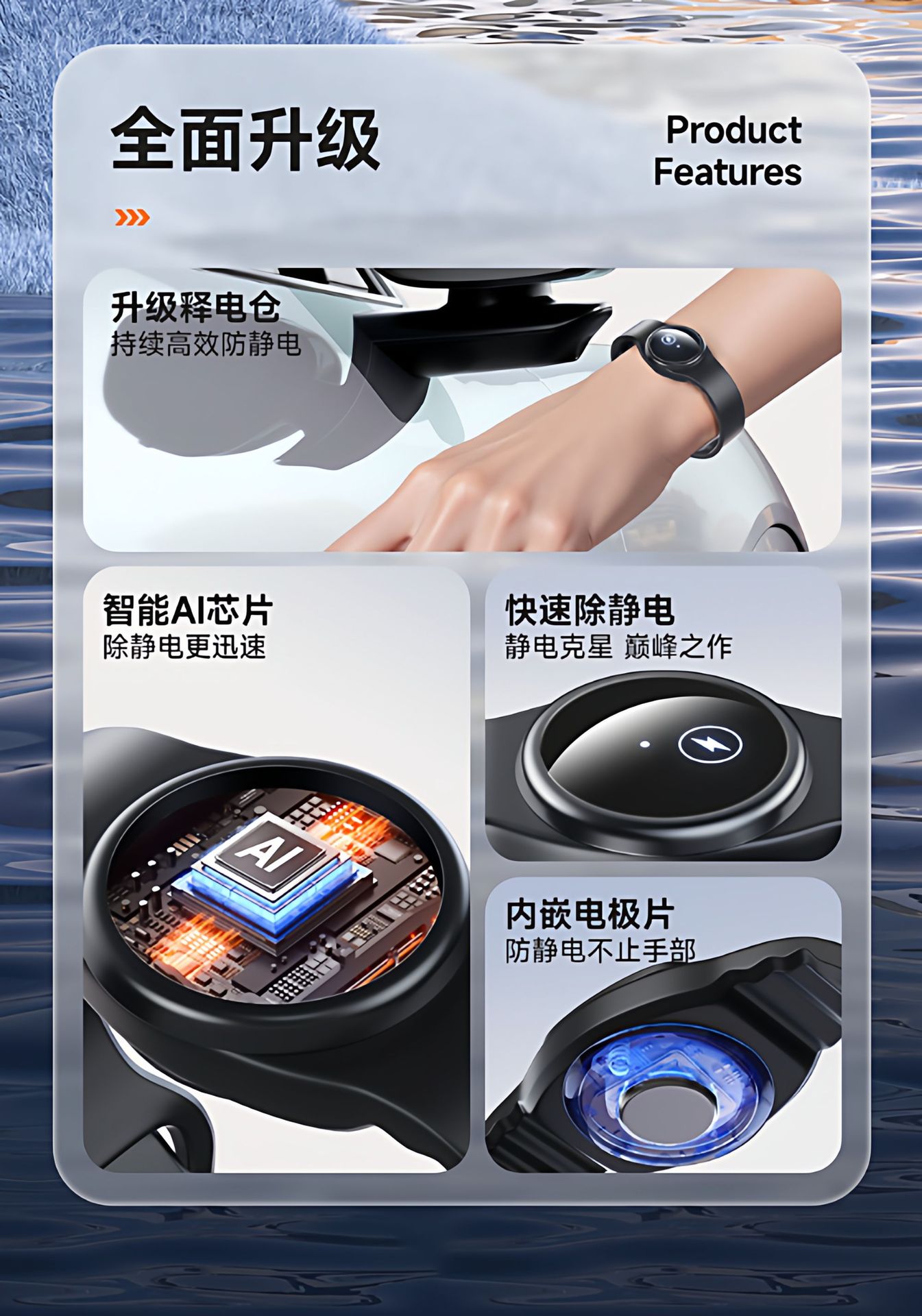 Anti-Static Wristband for Winter, Static Electricity Release and Elimination Device with Time Display, Suitable for Men and Women, Eliminates Static Electricity and Repels Mosquitoes