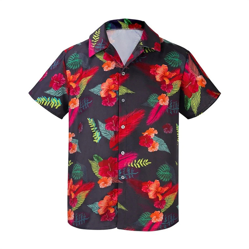 Men's Summer Loose Hawaiian Short-Sleeved Button-Down Shirt Hot-Selling Beach Squirtle Cartoon Animal 3D Print Men's Summer Loose Hawaiian Short-Sleeved Button-Down Shirt Hot-Selling Beach Squirtle Cartoon Animal 3D Print