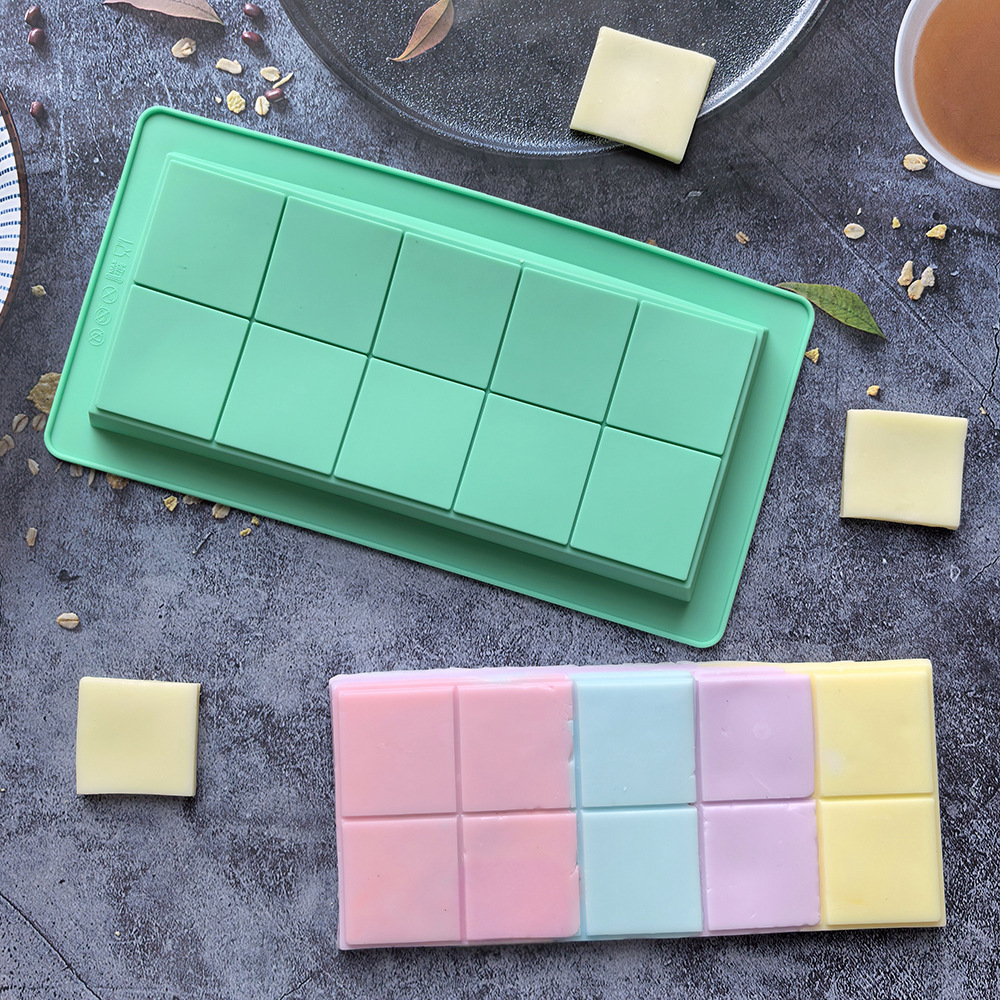 10 grados de chocolate molde de silicona cuadrado rectangular molde de barras de chocolate molde 784