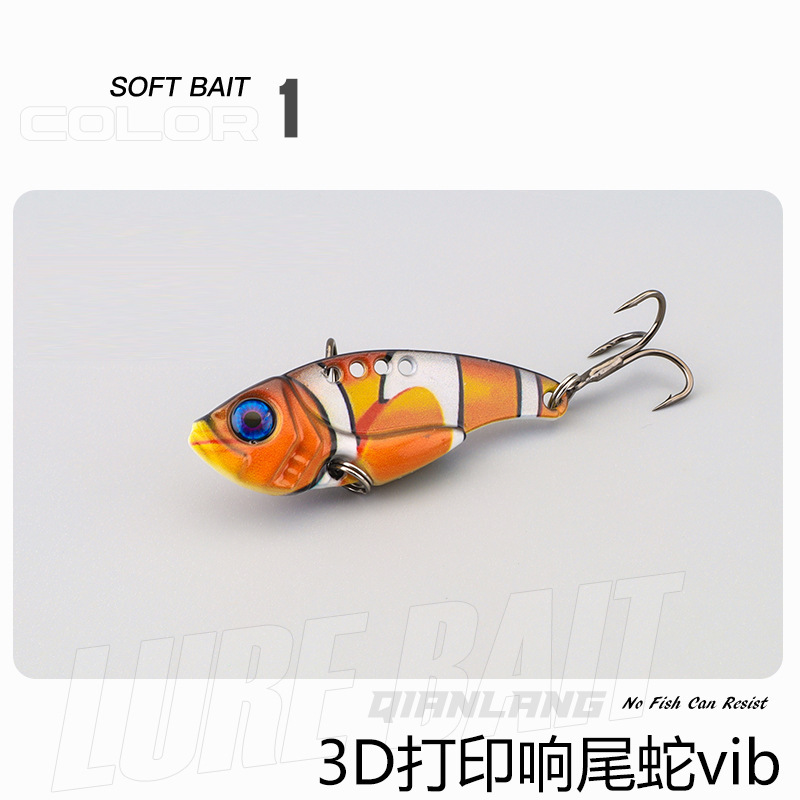 3D lentejuelas de metal colorido VIb falso cebo de cascabel de tiro largo que rebordea Luya cebo Caballo Boca Bass cebo de Pesca de Agua Dulce