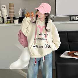 女童卫衣秋冬款批发新款大童女孩韩版秋装连帽上衣儿童装洋气衣服