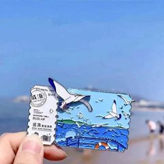 威海カモメ猫頭山展望台金属冷蔵庫貼りins風高顔値観光スポットカード記念プレゼント