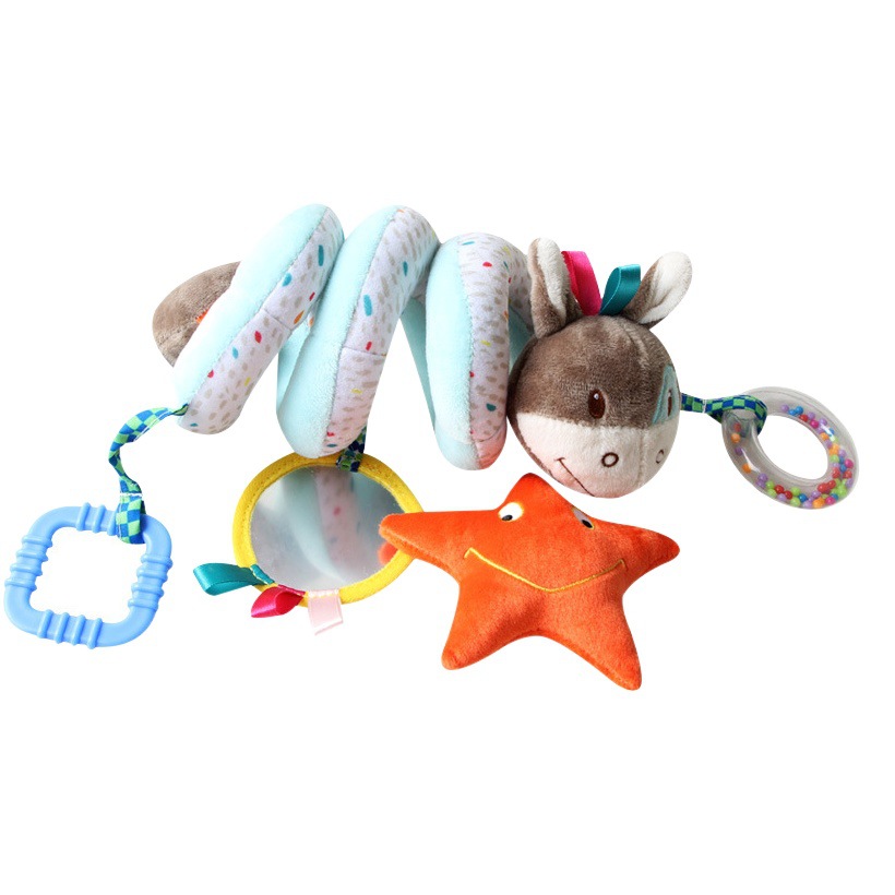 Infant Animal Bed Wrap with Bell Mirror Wrap Toy Donkey Bed Wrap