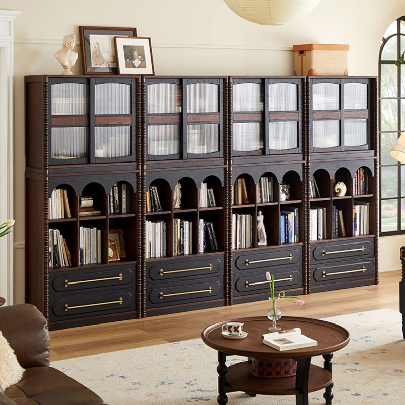 French Tv Cabinet Retro Solid Wood Small Apartment Living Room Home Storage Locker Antique Style Bookshelf Display Cabinet