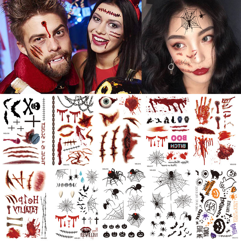 Halloween tattoo stickers funny horror waterproof realistic factory in stock wholesale scar tattoo stickers Halloween tattoo stickers funny horror waterproof realistic factory in stock wholesale scar tattoo stickers