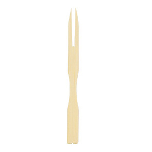 Aishangla Bamboo Fruit Fork Two-Tine Small Fork Disposable Bamboo Sticks Individually Wrapped Egg Dessert Fruit Shop Bamboo Fork