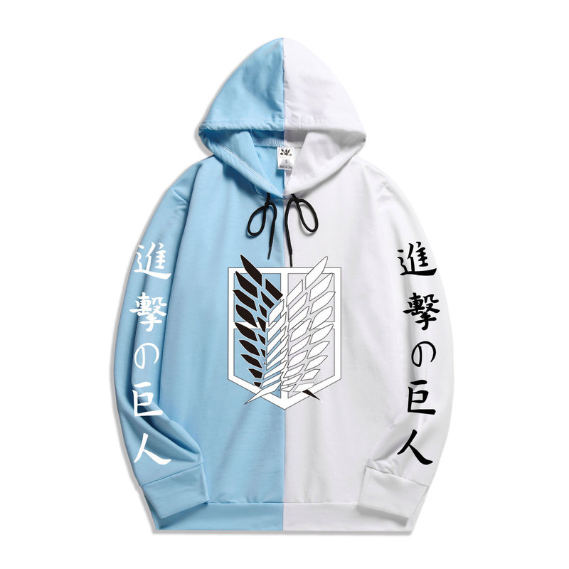2024 Sudadera gigante de ataque de anime japonés Estilo conciso Sudadera con capucha de costura para hombres y mujeres Jersey Top