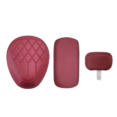 Electric car cushion insulated electric bike seat - burgundy-water-drop-embossing-three-piece-set