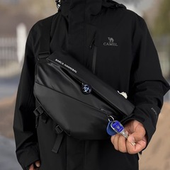 潮牌男性機能斜めショルダーバッグ防水ipad多機能胸バッグ男性軽量機関車潮クールシングルショルダーバック
