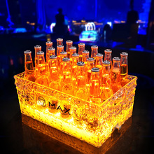 酒吧发光冰桶LED冰纹亚克力充电香槟桶24支啤酒框冰粒桶KTV啤酒桶