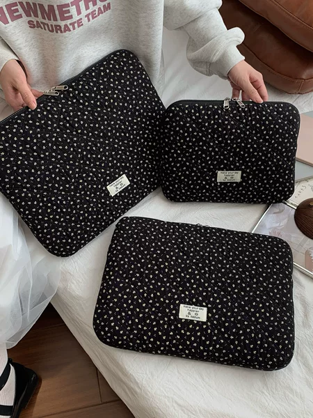 Korean Quilted Floral Storage Bag 13inch Laptop Bag Anti-drop Tablet 11-inch iPad Protective Sleeve