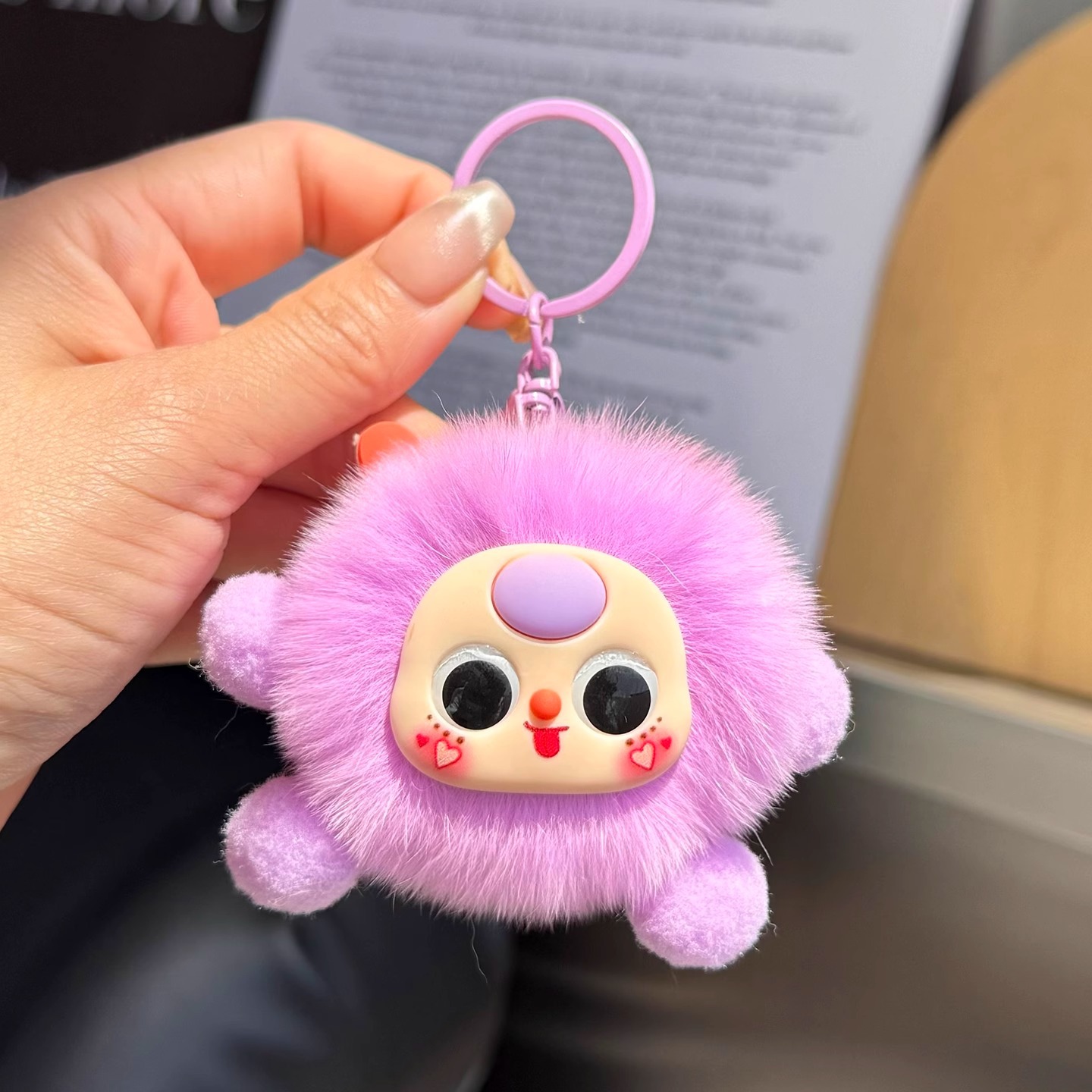 Real Rex piel de conejo dibujos animados elfo muñeca colgante de felpa llavero bola de pelo lindo colgante creativo bolso colgante cadena