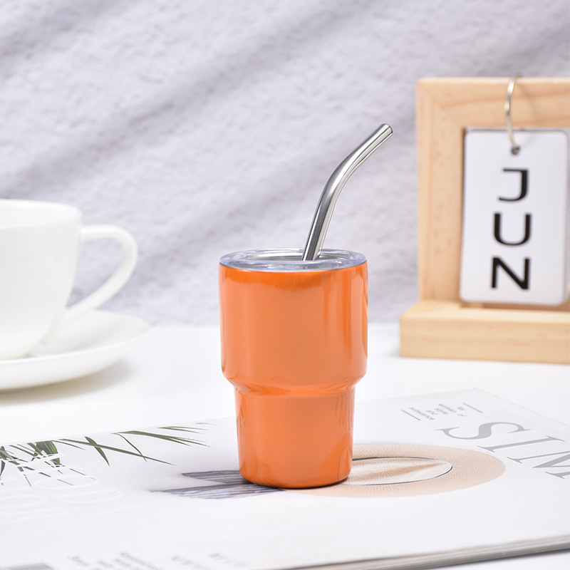 Minimalistischer Edelstahl Isolierbecher Für Wein Mit Trinkhalm_voghion.com