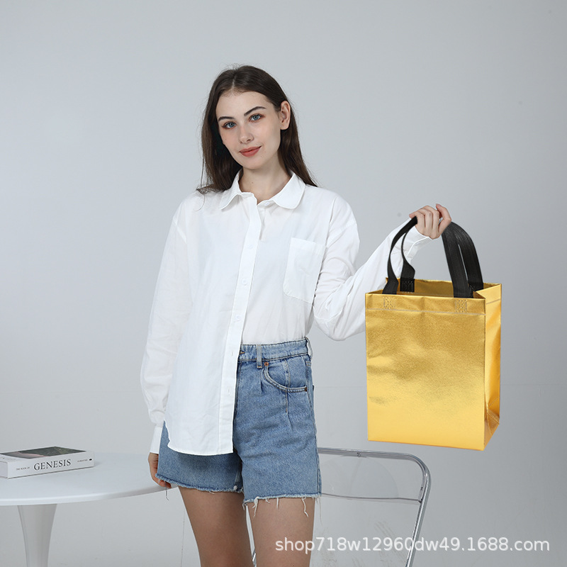 En stock nueva bolsa de regalo no tejida láser bolsa de regalo de boda bolsa de fiesta de comercio exterior logotipo imprimible