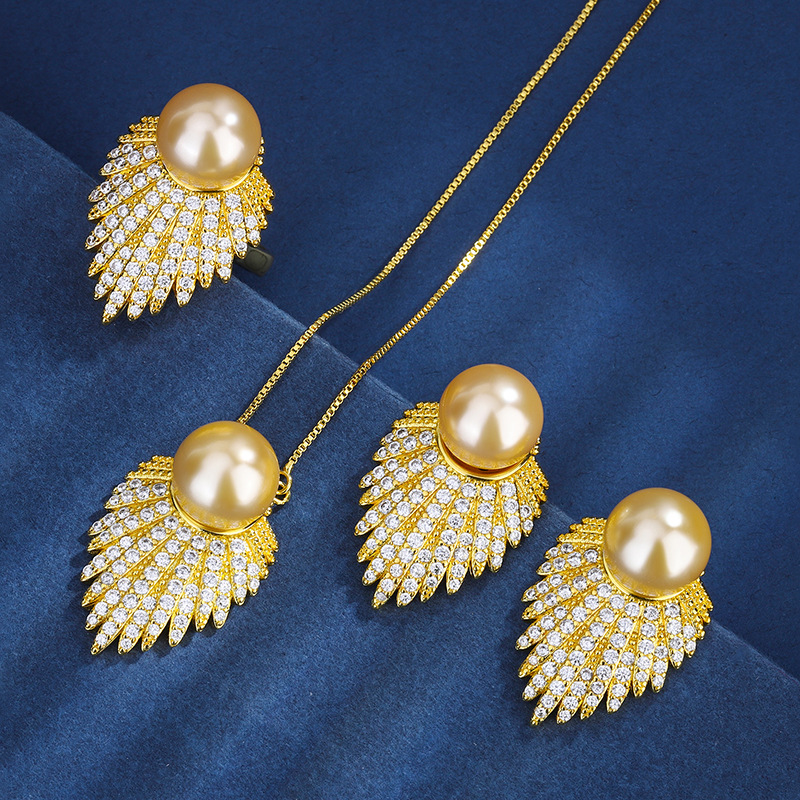 Zhuang Sheng joyas cobre inferior chapado en oro con incrustaciones de perlas fritillary coreano simple oro perla traje 12mm al por mayor