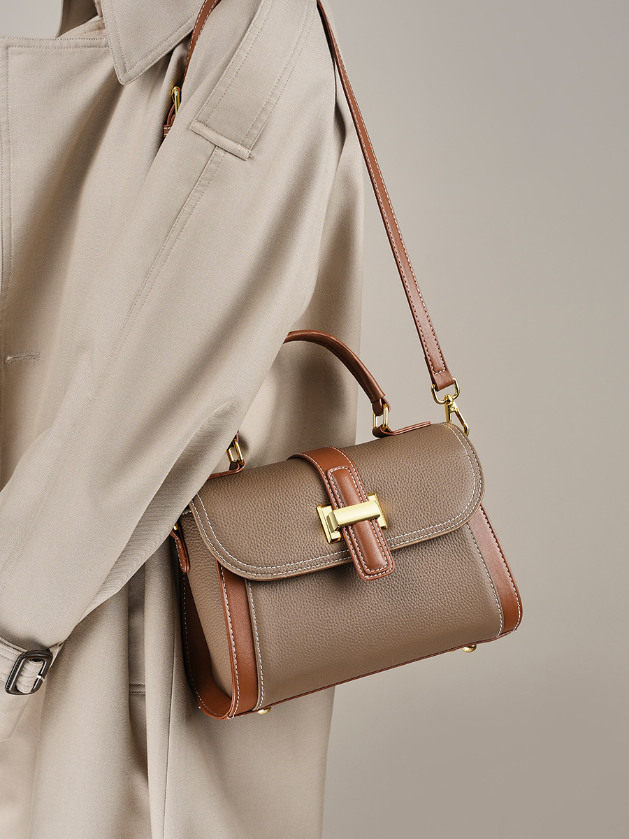 Top Grain Cowhide Leather Bag High-End Texture Fashion Handbag Crossbody Bag Niche Luxury Shoulder Bag Versatile Genuine Leather For Women - Thumbnail 2