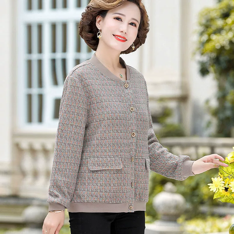 Осенняя женская куртка для мамы, западный стиль, плюс‑сайз, oversize, для женщин около 60 лет, цвета розово‑красный и оранжевый