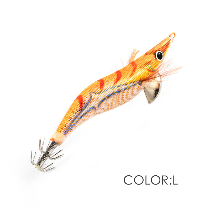 LT130818 Luya madera Camarón luminoso falso cebo rayo patrón 3D simulación ojo pulpo cebo