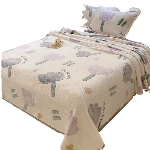 Coral velvet sheet single piece cartoon plus velvet flannel blanket fleece blanket single and double dormitory blanket thick cover nap